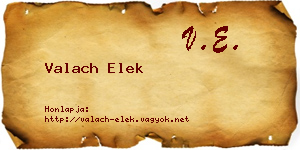 Valach Elek névjegykártya